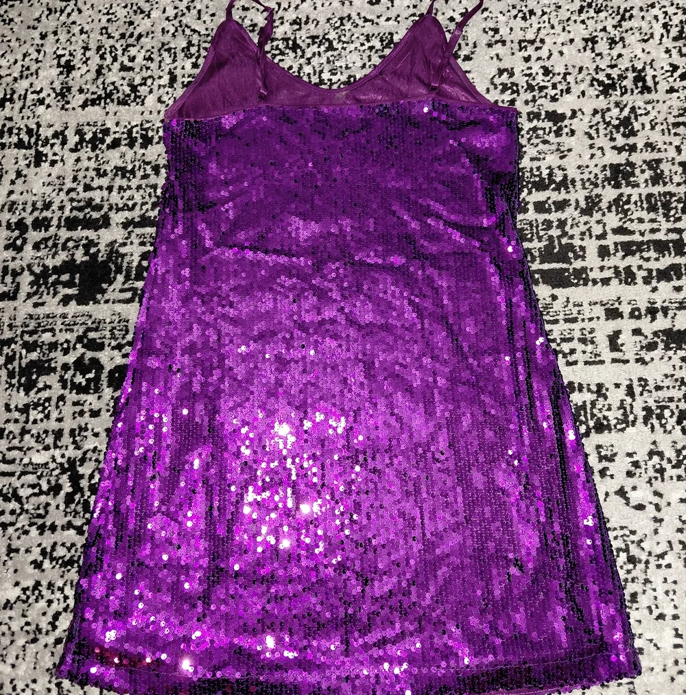 Allegra K Purple Sequin Mini Dress ✨ Size S | Y2K Glam Party Homecoming Prom